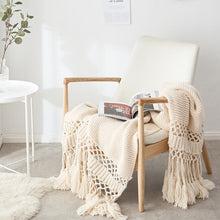 Load image into Gallery viewer, Blankets for Beds Hand-knitted Sofa Blanket Photo Props Tassel Weighted Blanket Air Conditioning Blanket Chunky Knit Blanket