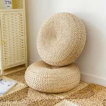 Load image into Gallery viewer, Tatami Cushion Hand-woven Natural Straw Round Thick Padded Window Chair Meditation Home Decoration