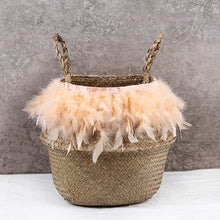 Load image into Gallery viewer, Seagrass Woven Storage Basket Plant Wicker Hanging Baskets Garden Flower Vase Potted Foldable Pot with Handle Storage Basket