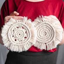 Load image into Gallery viewer, Macrame Coaster Handmade Placemat for Dining Table Cotton Woven Bedside Kitchen Decoration Accessories Table Mat Boho Decor
