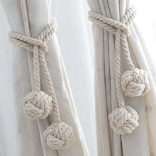 Load image into Gallery viewer, Macrame Curtain Tieback Curtain Tied Ball Hand-woven Cotton Straps Hanging Ball Decoration Creative Curtain Accessories
