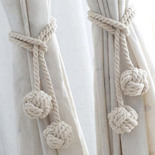 Load image into Gallery viewer, Macrame Curtain Tieback Curtain Tied Ball Hand-woven Cotton Straps Hanging Ball Decoration Creative Curtain Accessories
