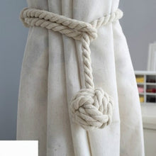 Load image into Gallery viewer, Macrame Curtain Tieback Curtain Tied Ball Hand-woven Cotton Straps Hanging Ball Decoration Creative Curtain Accessories
