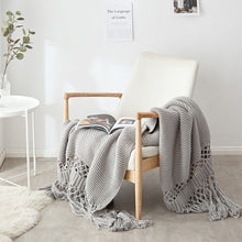 Load image into Gallery viewer, Blankets for Beds Hand-knitted Sofa Blanket Photo Props  Tassel Weighted Blanket Air Conditioning Blanket Chunky Knit Blanket
