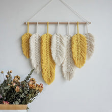 Load image into Gallery viewer, Macrame Wall Hanging Hand-made Feather Cotton Woven Leaves Living Room Headboard Door Porch Hangings Boho Decor Wall Tapestry
