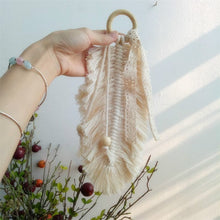 Load image into Gallery viewer, Macrame Wall Hanging Hand-made Feather Cotton Woven Leaves Living Room Headboard Door Porch Hangings Boho Decor Wall Tapestry

