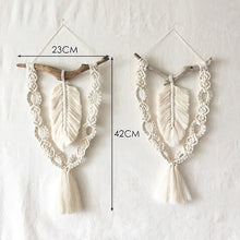 Load image into Gallery viewer, Nordic Ins Studio Clothing Home Photography Props Gift Boho Decoration Small Macrame Leaf Feather Wall Tapestry Headboard
