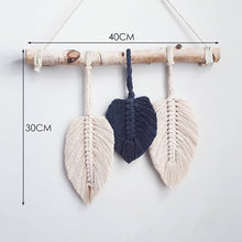 Load image into Gallery viewer, Nordic Ins Studio Clothing Home Photography Props Gift Boho Decoration Small Macrame Leaf Feather Wall Tapestry Headboard
