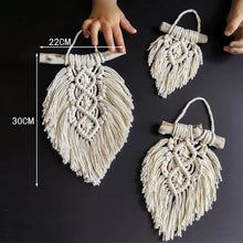 Load image into Gallery viewer, Nordic Ins Studio Clothing Home Photography Props Gift Boho Decoration Small Macrame Leaf Feather Wall Tapestry Headboard
