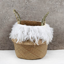 Load image into Gallery viewer, Seagrass Woven Storage Basket Plant Wicker Hanging Baskets Garden Flower Vase Potted Foldable Pot with Handle Storage Basket

